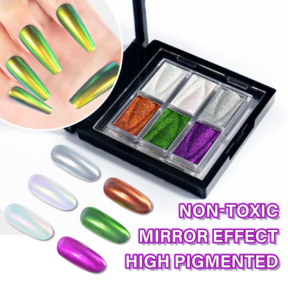 6 Color Mirro Powder Nail Art Palette