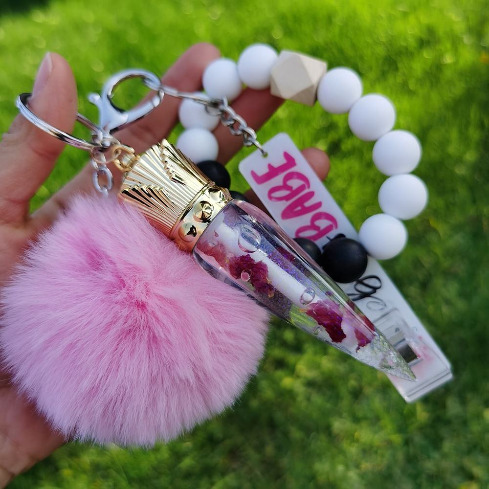 Puffer Ball Keychain With A Lipgloss