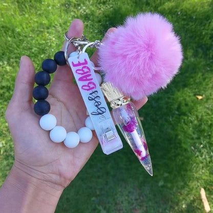 Puffer Ball Keychain With A Lipgloss