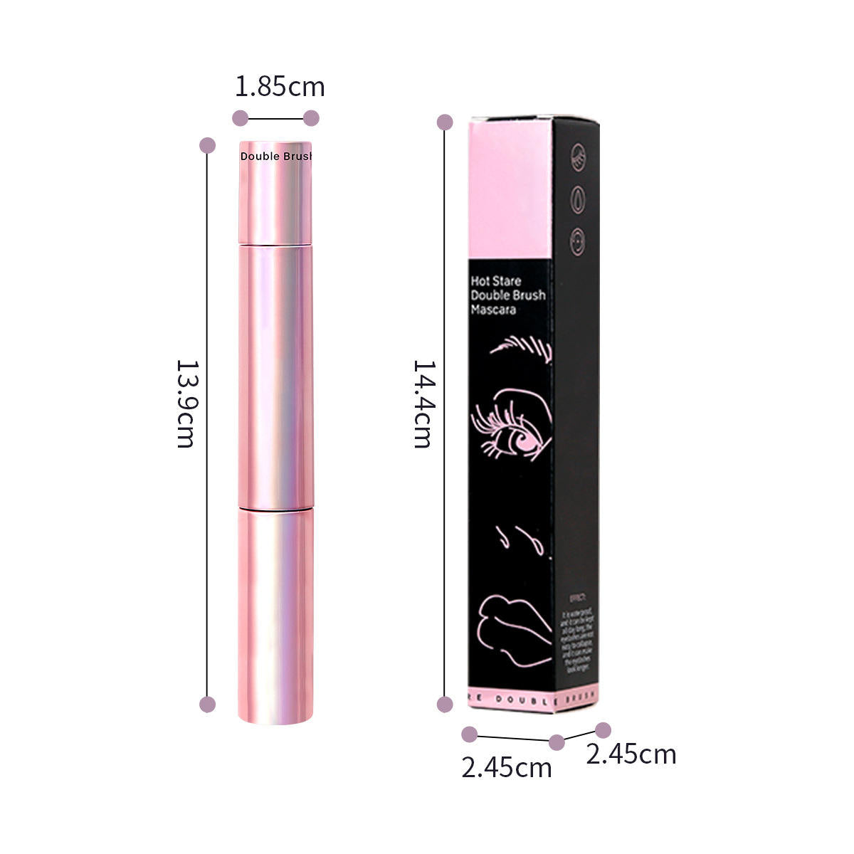 New Fashion Style Double Side Mascara Pink Matalic Tube