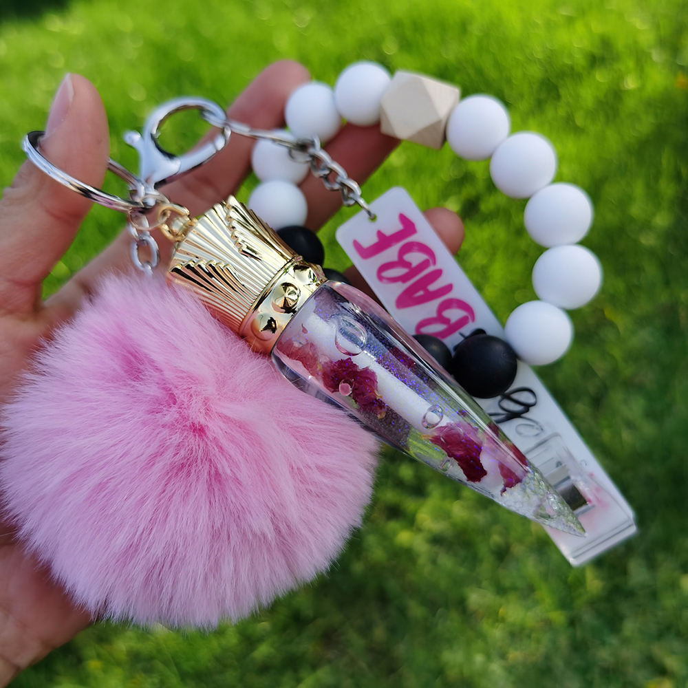 Puffer Ball Keychain With A Lipgloss