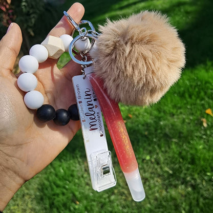 Puffer Ball Keychain With A Lipgloss